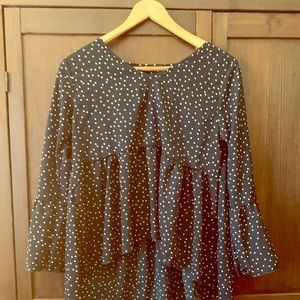 Green polka dot blouse